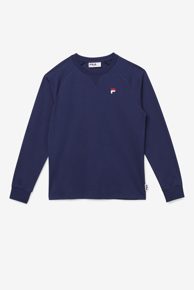 Fila T Skjorte Herre Marineblå Flynn Lenge Sleeve 256104-AVE